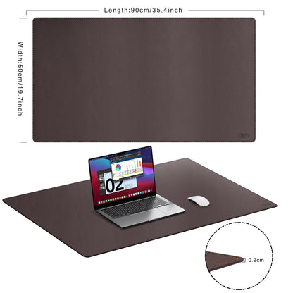 Cacoy 900x500 mm leather desk pad, Large XXL mouse pad for office and home, Waterproof computer desk pad, Multifunctional PU leather desk mat (Brown)