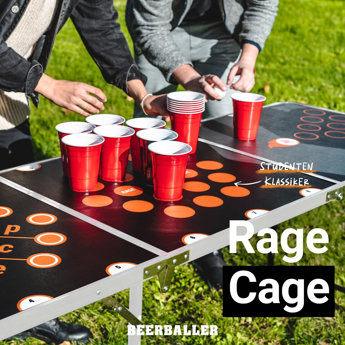 BeerBaller® Multigame Beer Pong Table - 6 party games in one beer pong table | Black frame, foldable & scratch-resistant surface | Ball holder with 6 balls included | Beer pong tables | Drinking games