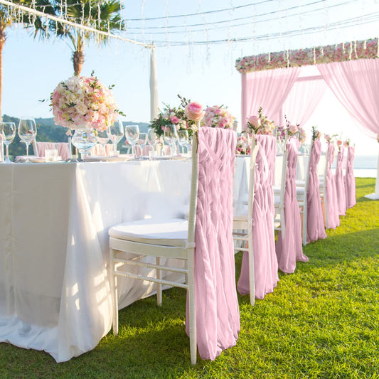 JTOOYS cross curtain swag, curtain panel for cross curtain rod curtain wedding decoration panel 130 * 550 cm (Pink)