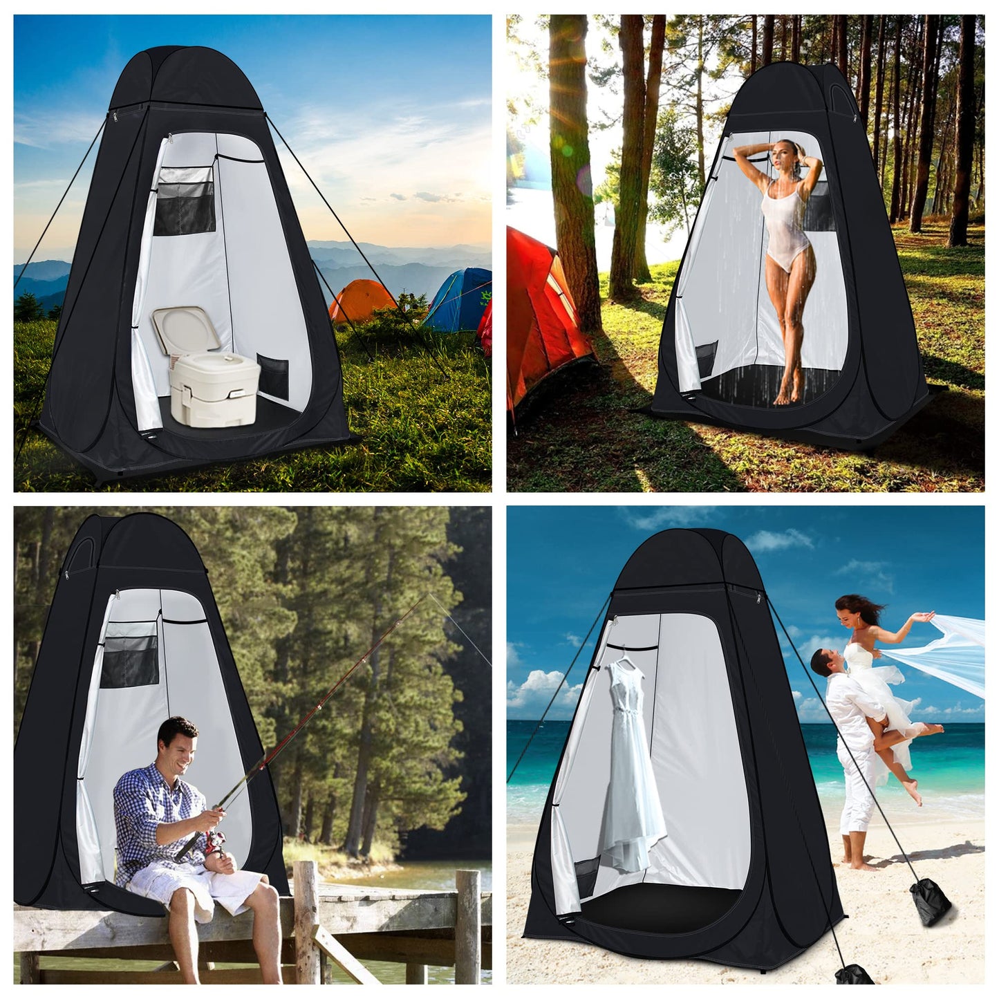 Camping toilet tent Rigloo shower tent Pop Up dressing tent Privacy toilet tent changing room portable outdoor WC tent for camping & beach, with carrying bag (UV 50+)