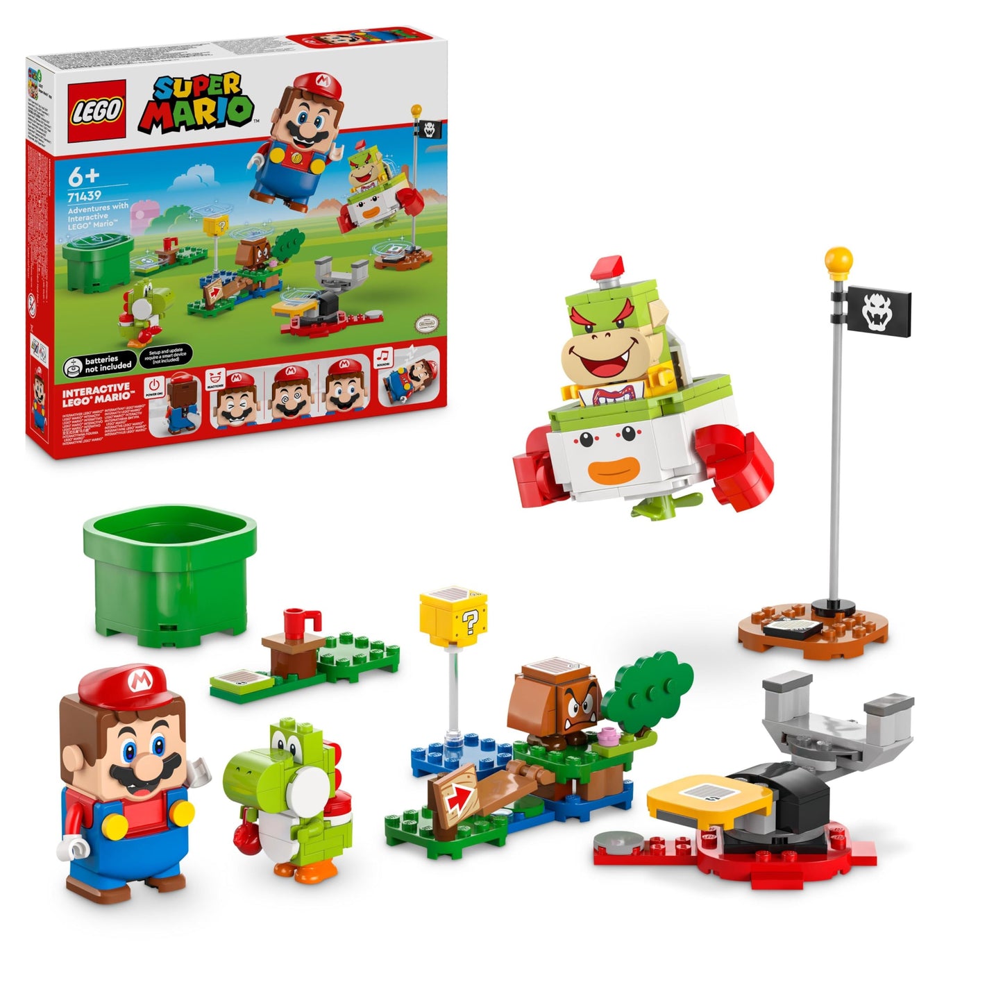 LEGO Super Mario Adventure with interactive Mario includes Junior Clown Car, Yoshi toy, Nintendo gift for boys, girls, and gamers aged 6+ 71439