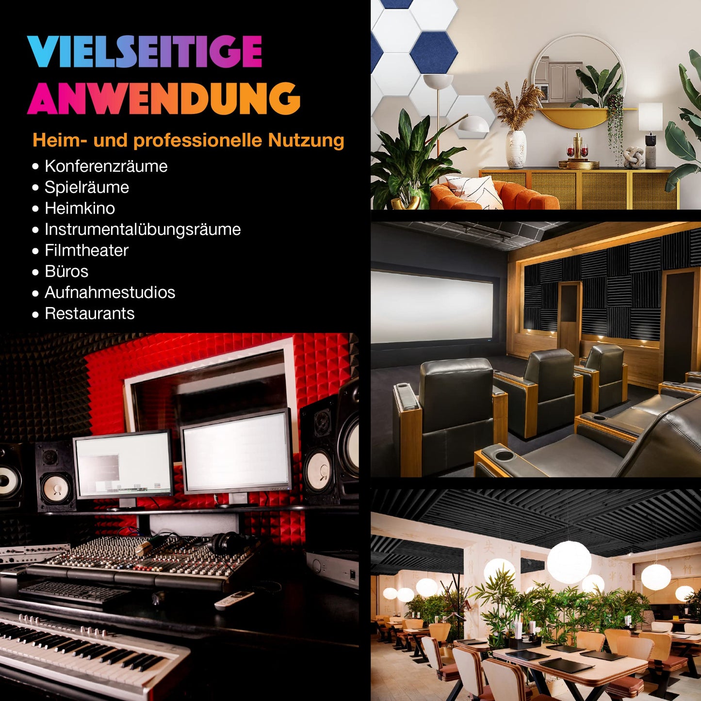 3D hexagon acoustic panels, Sonic Acoustics 12 pieces acoustic panels with high density for walls, ceilings wood & door - acoustic panel soundproofing panels, 35.6 x 30.5 x 5cm.