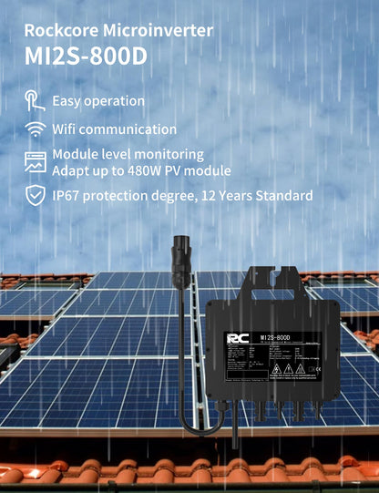 RC Micro Inverter 800W, 26-60V DC input, solar inverter MPPT micro grid-tie converter with WiFi monitoring for mobile phones, black, 0% VAT.