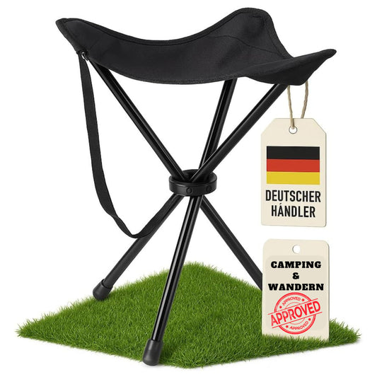 Three-legged stool, foldable 550g ultra-light camping stool, 3-leg folding stool, 40cm height, 30cm seat area, supports up to 100kg, portable festival seat for trade shows, festivals & outdoor hiking.