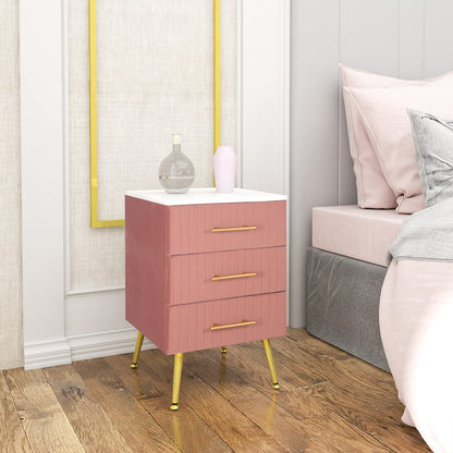 WOLTU 2 pack nightstand bedside table for box spring bed, chest of drawers made of solid wood, easy assembly, stable, 40.5x41x62cm, Pink TS135rs