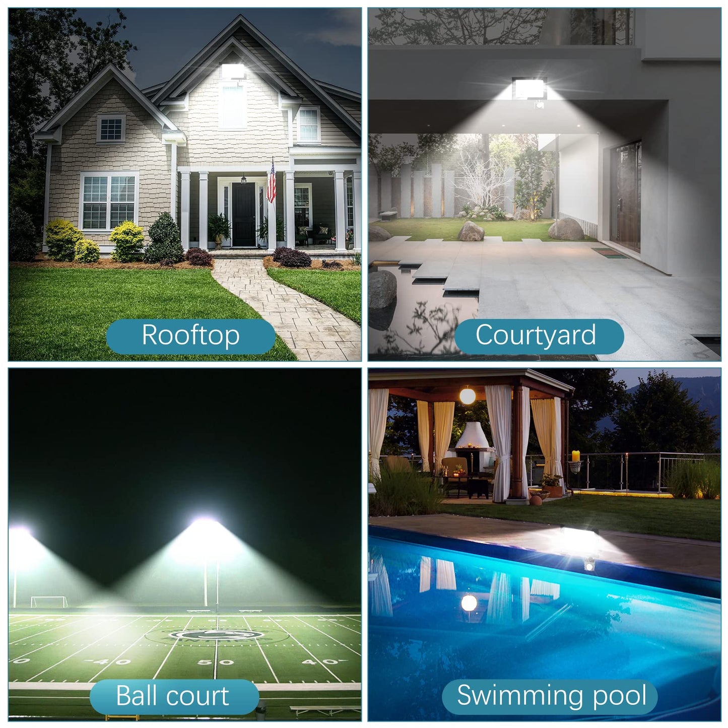 YZYFACAI 100W LED Floodlight with Motion Sensor Outdoor 2Pcs, Super Bright 10000LM LED Spotlight, 7000K Daylight White Spotlight, IP67 Waterproof Outdoor Floodlights, for backyard, courtyards, driveway, garage, hallway.
