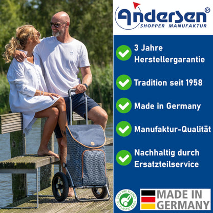 Andersen shopping trolley - foldable - 49 liters - stair climber - load capacity 60 kg - steel frame - trolley - wheel Ø 3 x 13 cm - Royal Shopper Steel Holly black