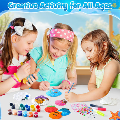 UPDOKIT Shell Painting Kids Set, children's birthday crafting, Christmas DIY Crafting Painting Toy craft set for kids aged 4 5 6 7 8 9 10 11 12 years old Girls Boys, Wind Chime Accessories
