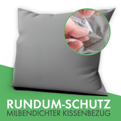 Welldora ǀ Set of 2 dust mite pillow covers 80x80 grey ǀ Allergy-tested specialist pillowcase ǀ Premium encasing with zipper ǀ Allergy bedding 80x80 cm