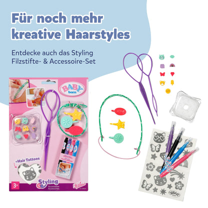BABY Born Princess Styling Head, doll styling head for kids with long blonde hair including makeup palette, brush, and styling accessories, makeup for doll and kids' skin, 835432 Zapf Creation