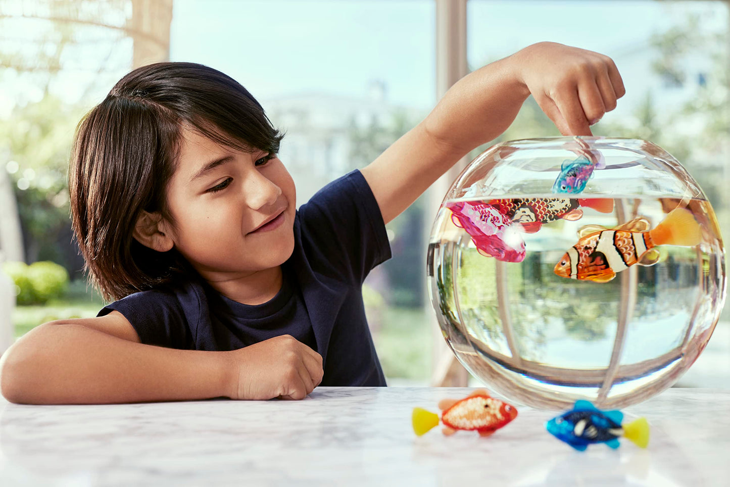 ROBO ALIVE Robo Fish Series 3 Robot Swimming Fish, 2 pack, pink and purple, swims in multiple directions, battery operated, toy fish, pool toy (2 pack, pink and purple)
