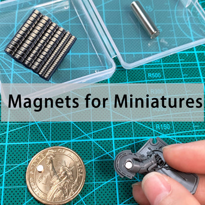 100 MEALOS Mini Magnets - 50 pieces 3 x 1 mm, 25 pieces 4 x 2 mm, 25 pieces 5 x 2 mm - tiny thin magnets for miniatures, small models, hobbies, crafts - small round magnets combo pack