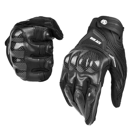 BORLENI Motorcycle Gloves Breathable Full Finger Leather Motorbike Gloves Knuckle Protection Pad Touchscreen