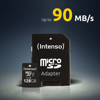 Intenso Premium microSDXC 256GB Class 10 UHS-I Memory Card with SD adapter (up to 90 MB/s), black