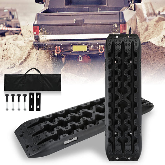2x RV Traction Aid, Off-road Recovery Board, Plastic Traction Mat with Storage Bag and Installation Tool, for SUVs, RVs, Trucks, Cars, 106*31*6cm.