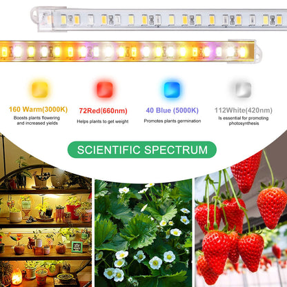 SINJIA light [8 pack] LED plant growth light strips full spectrum for indoor plants with auto ON/Off timer, 384 LEDs/10 dimmable levels, grow lamp for hydroponic succulent, plug and play.