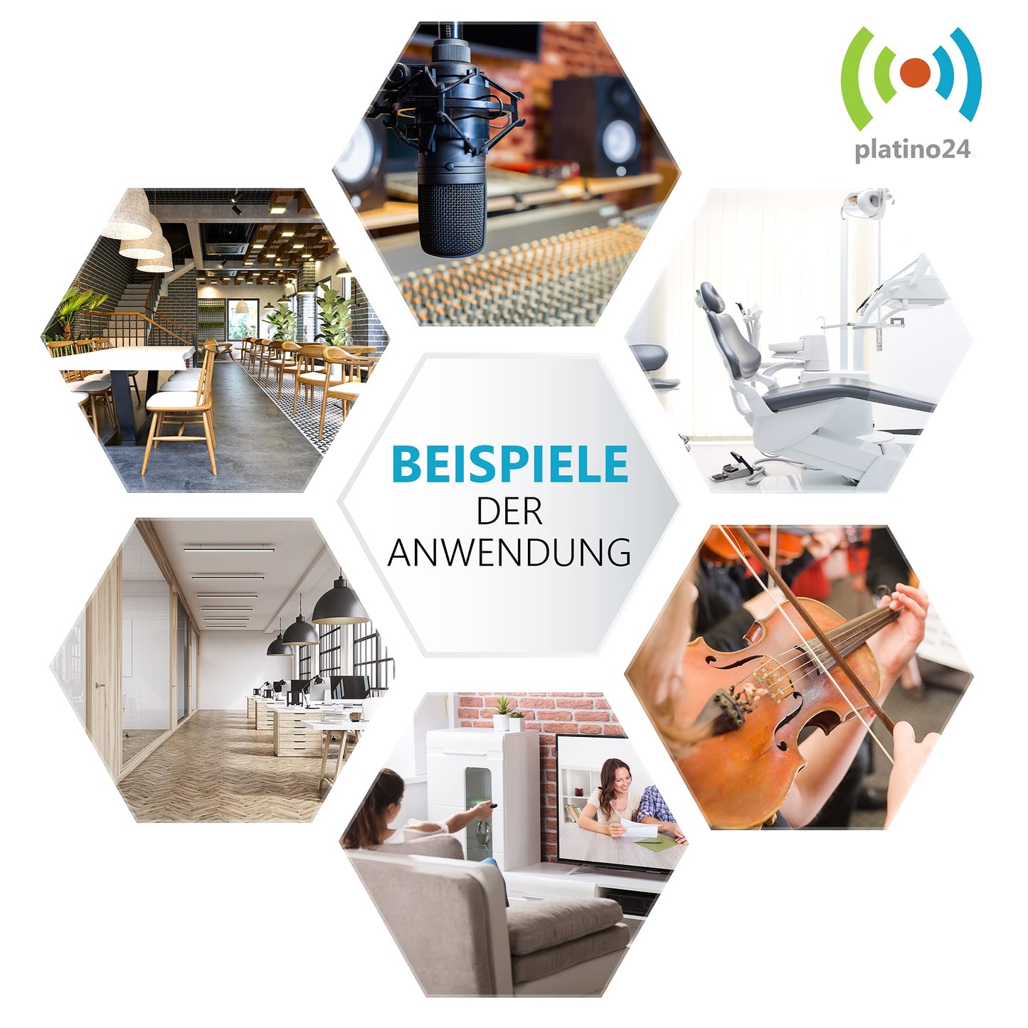 Platino24 sound absorber Colore made from Basotec G+ I acoustic panels with acoustic felt I 3D wall panels with 12 honeycombs in Bordeaux & granite grey I acoustic panels for sound insulation in office, studio & home