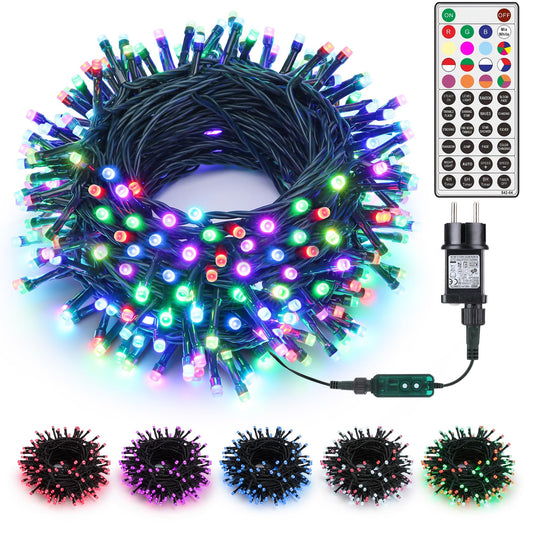 Joomer Colorful Outdoor String Lights, 20M 200 LED Christmas Tree Color Changing String Lights with Timer & Remote Control, RGB Christmas Lights Outdoor for Christmas Decoration Indoor Wedding Party