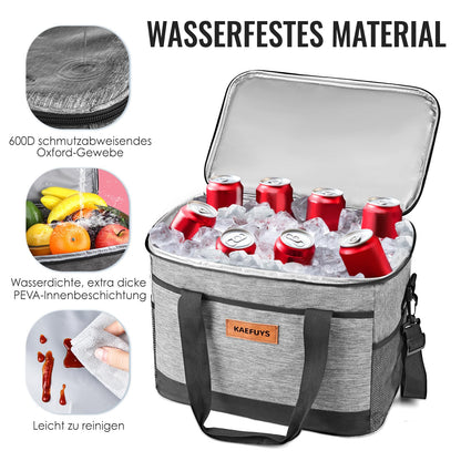 KAEFUYS Cooler Bag Foldable 33L+12h Cooling Large Insulated Lunch Box Shopping Basket Waterproof Stain-Resistant for Family Office Car Camping Picnic BBQ Travel Shopping