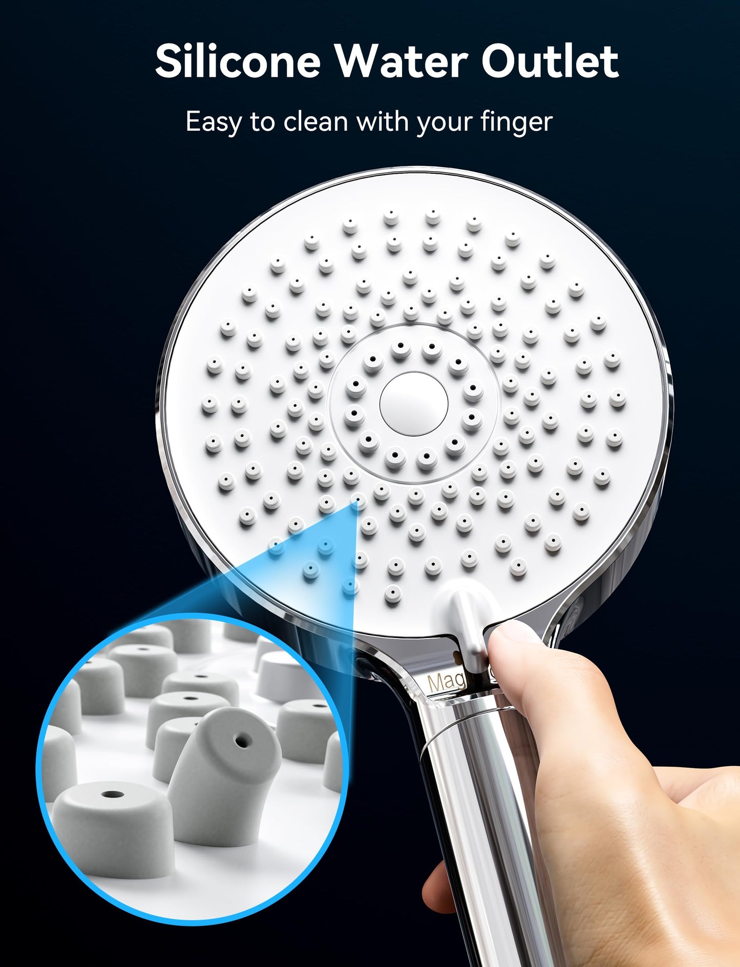 Magichome shower head with 20 layer filter, hand shower 5 spray modes high pressure water-saving shower head with hose for hard water, residual chlorine, heavy metals.