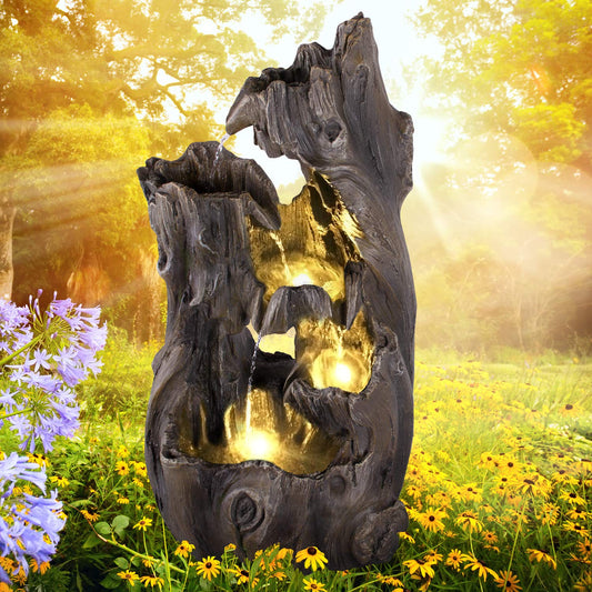 Garden fountain with LED light, decorative for garden, pond, terrace, balcony.