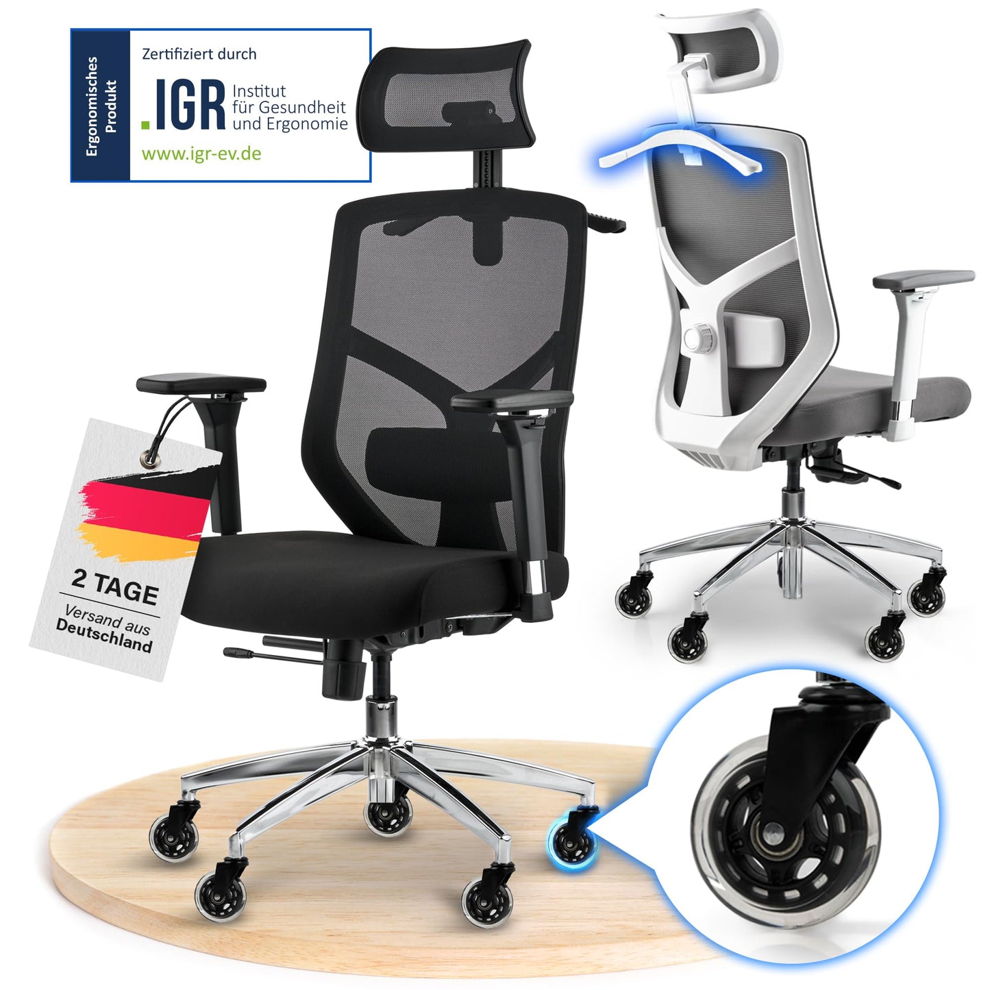ELITESEATS Office Chair Ergonomic [TOP PICK] Scratch-Free Wheels Breathable | Ergonomic Desk Chair | Office Chair 150 kg Capacity | Computer Chair | Swivel Chair | Home Office Chair Ergonomic