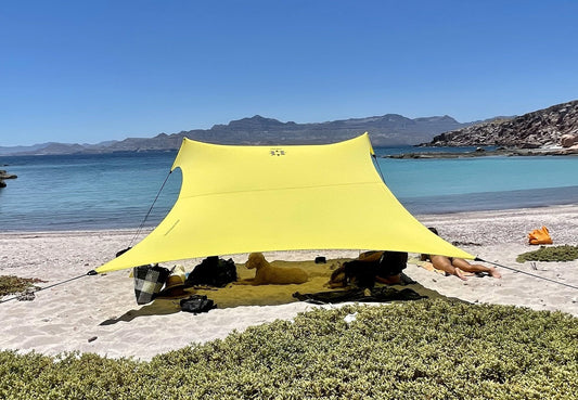 Neso Tents Grande Beach Tent, 2.1m tall, 9ft x 9ft, Reinforced corners and cooler (Lemon)