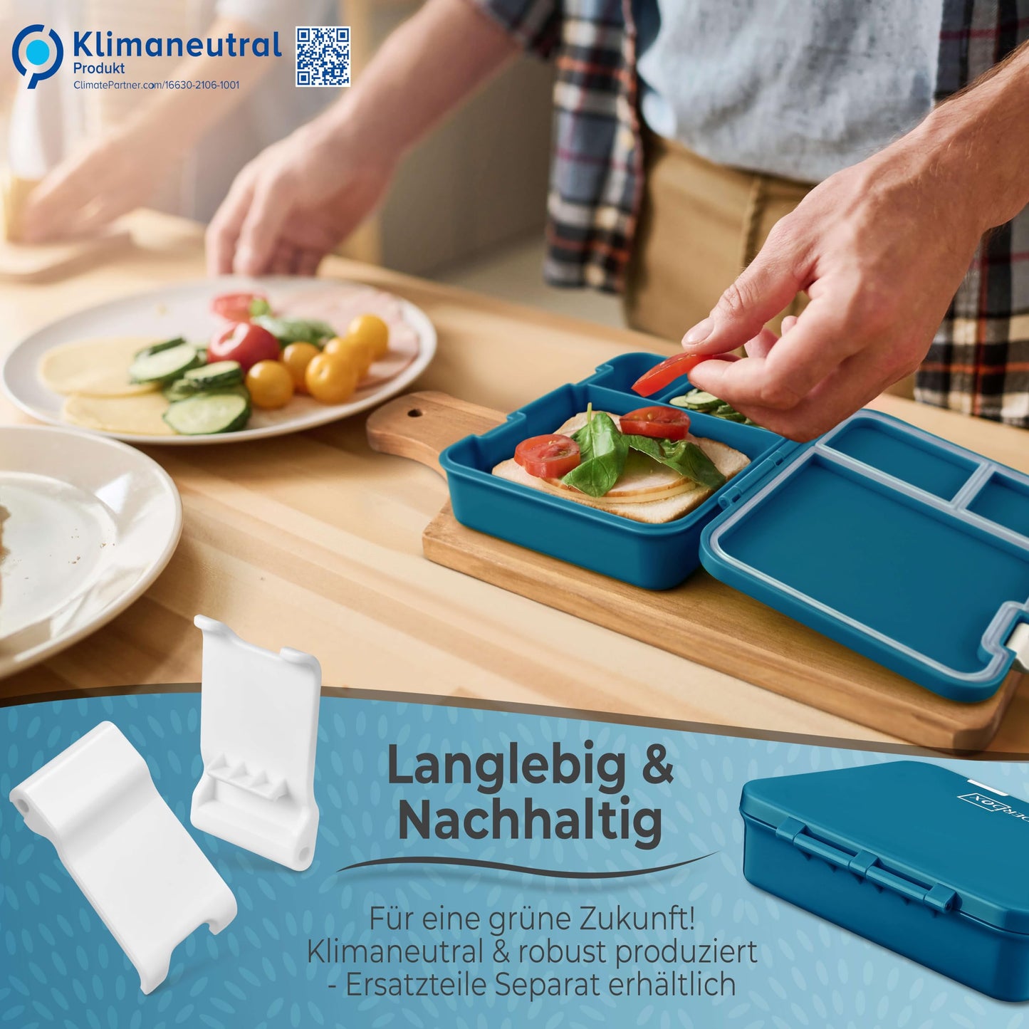 My Vesperbox – Jin - Bento Box Children - Lunchbox - extremely durable – Lunchbox – ideal for kindergarten and school (Petrol)