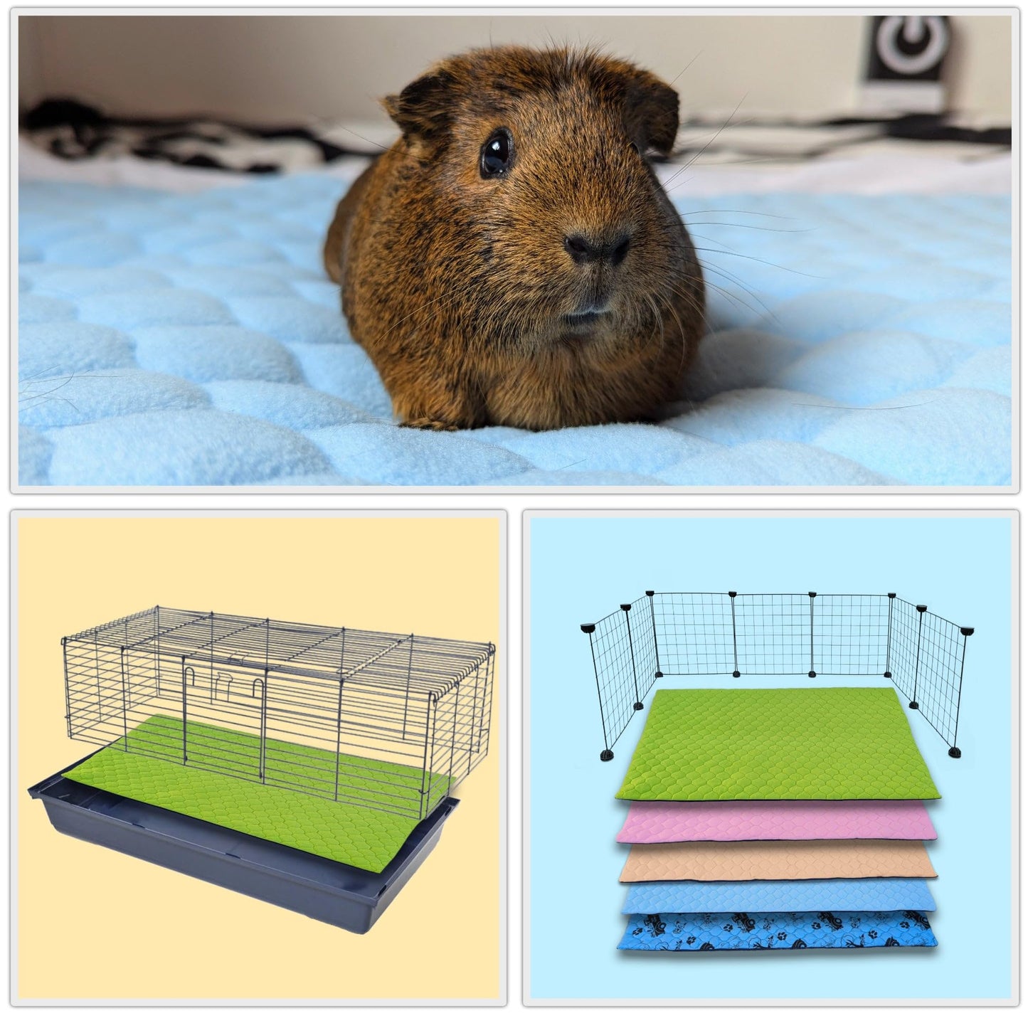 NEO SOLVO cage liner for rabbits and guinea pigs with removable fleece tunnel cover - perfect bedding for indoor cages and C&C - absorbent, waterproof - 140 x 70 cm - Peach