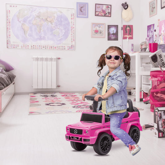 Slide car for 1 year old, Mercedes in red, blue, white, black, kids car, baby car, walker with horn and engine sounds (Pink)