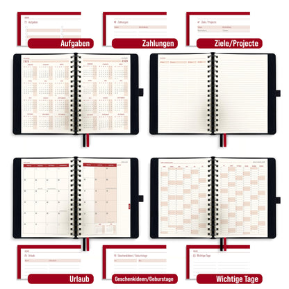 colortouch Appointment Calendar 2026 with 2500+ St Planner Sticker Set, Calendar Stickers Album for Planner, Agenda, Journal, Notebook, A5 Appointment Planner in German, 14 Months Softcover Book Calendar