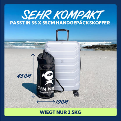Sun Ninja beach tent with UPF50+ - sun protection beach sunshade with sand shovel & ground nails - beach shelter baby UV protection 50 - beach tent
