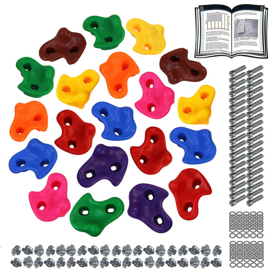 ALPIDEX Children's Climbing Holds colorful 5/10/15/20/30 pieces Climbing Stones including mounting material, loadable up to 200 kg, suitable for indoor and outdoor use - 20 pieces