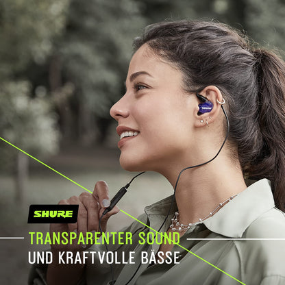 Shure SE215 Special Edition Universal Sound Isolating Earphones, single driver, in-ear design, detachable cable, clear sound and powerful bass, ideal for music, video games, and phone calls - Purple