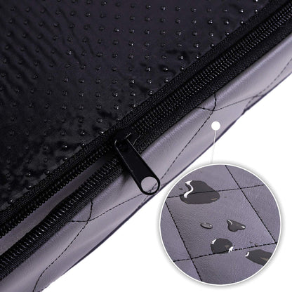 Lionto Dog Mat orthopedic with memory foam, joint-friendly dog pillow made of easy-care imitation leather, 100x70 cm, Quilted dog bed with removable cover and anti-slip coating, gray.