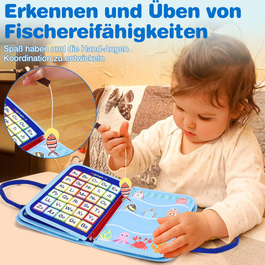 JHkim Busy Board German Montessori Toy for 1 2 3 4 year olds, Gift for Boys & Girls, Children's Learning Activity Board, Kids Motor Skills Toy, Motor Skills Board for Travel/Car/Plane