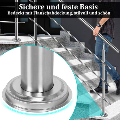 Auf un Stainless Steel Handrail 150cm Staircase Railing Inside and Outside with 2 Posts for Stairs, Balustrade, Balcony (150cm, 0 Crossbars)