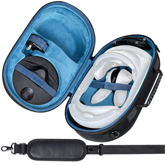 Aenllosi hard shell case for Meta Quest Pro/Meta Quest 3 All-In-One VR Headset, case only (black+blue)