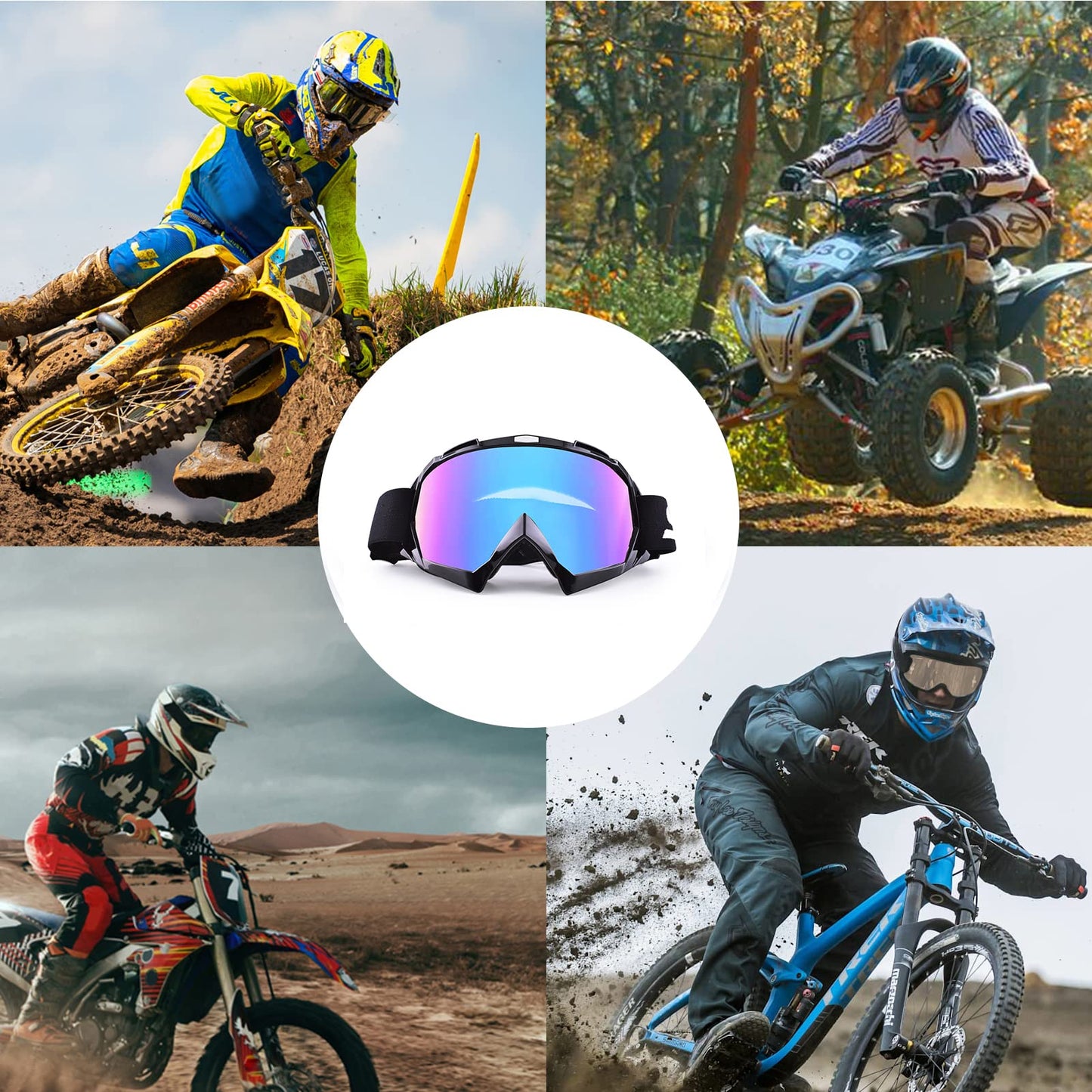 SGTTX Motorcycle Goggles, ATV Dirt Bike Off-Road Racing MX Goggles Anti-UV Protection Goggles Windproof Dustproof Motocross Goggles Anti-Scratch Motorcycle Goggles for Cycling/Riding/Climbing/Skiing