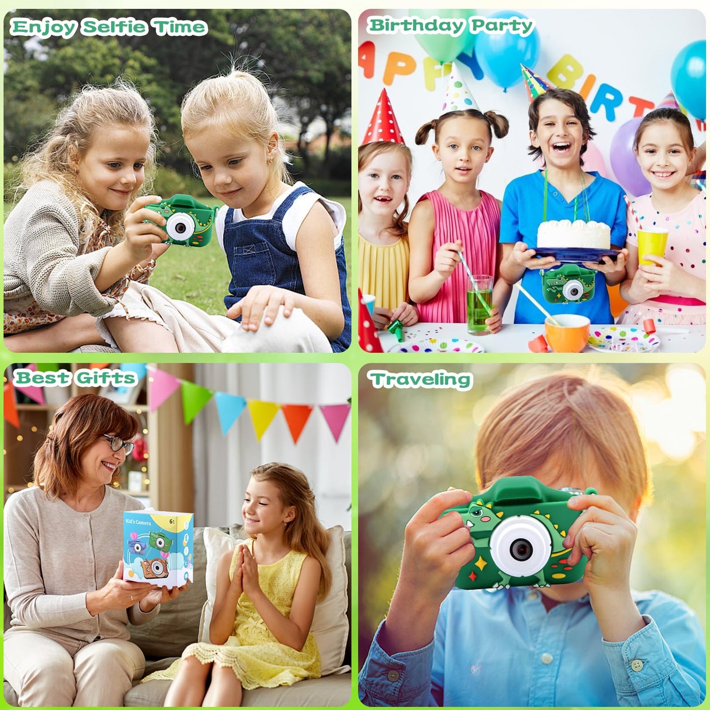 Children's camera, Camera for kids, 32GB, 1080P HD digital camera, Dinosaur toy camera for boys' Children's Day, back-to-school, and birthday gifts ages 3-12, Kids Camera Photography