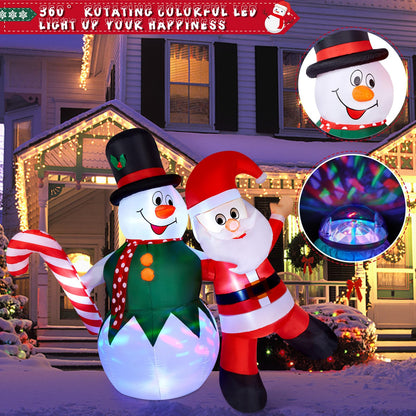 CAMULAND 180CM/6FT Inflatable Christmas Decorations Snowman and Santa Claus with built-in LED lights, Outdoor Christmas Blow up Decoration for yard, garden, and party