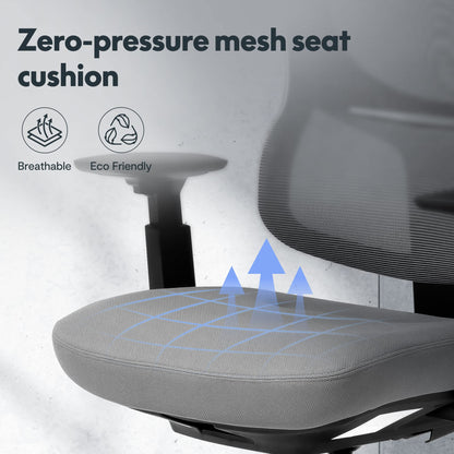 FLEXISPOT ergonomic office chair desk chair computer chair adjustable seat headrest 3D armrest lumbar support caster wheels task chair BS8G GRAY