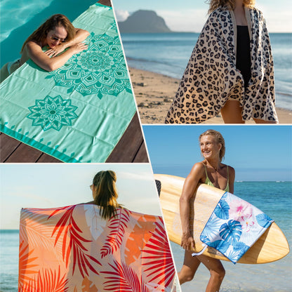 ZENACROSS - Beach towel 90x180cm - Large Microfiber Towel - Quick-drying - Sand-free Microfiber Bath Towel - Lightweight and Compact Beach Towel - Turquoise & Blue