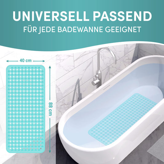 Angelbach® non-slip bathtub mat with 2 hooks for drying 88x40cm - bathtub anti-slip mat 100% BPA-free - mold-resistant & machine-washable bathtub insert.
