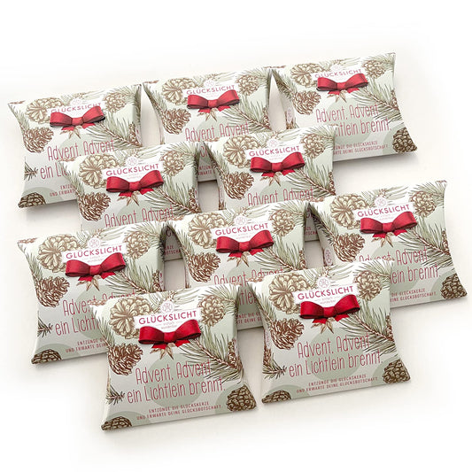 Lucky light in gift box with cut-out bow | Emotion | Advent, Advent a little light is burning | With Christmas motif | Set of 10