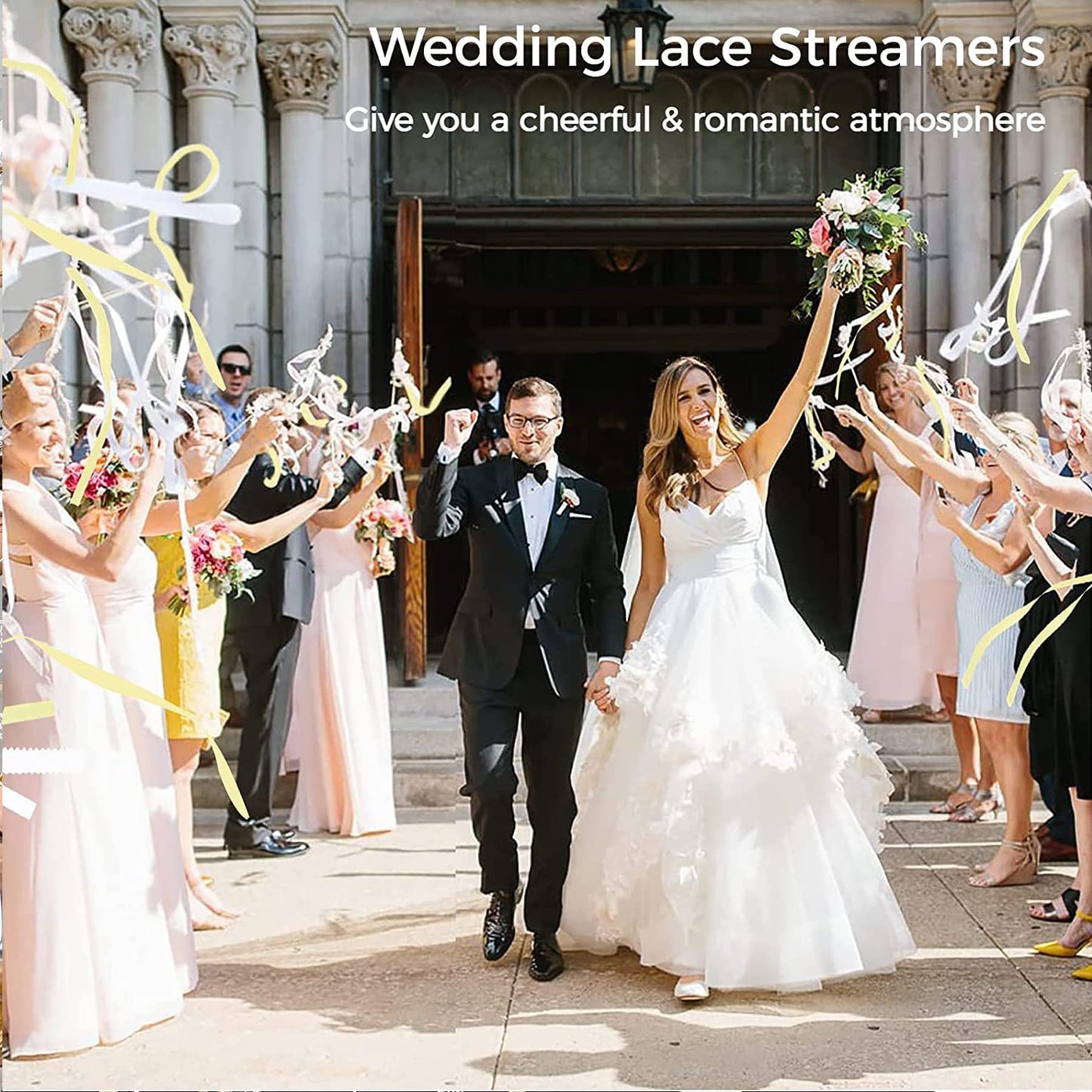 Wedding Wands, 50 sticks with 100 large bells and 150 wedding ribbons, silk fairy wand, party favors, magic wands wedding streamers for weddings, birthdays, holiday celebrations.