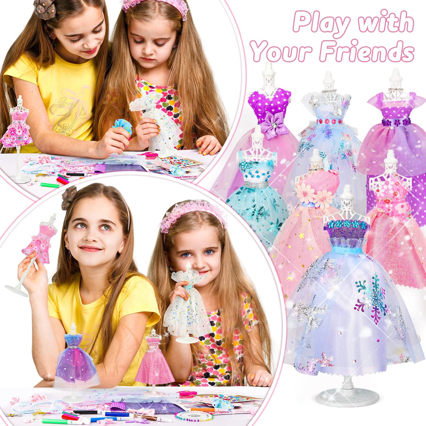 Sanlebi sewing kit for kids aged 8, 9, 10 years, fashion design craft set with fabric, mannequins crafting gifts for girls 8 years +