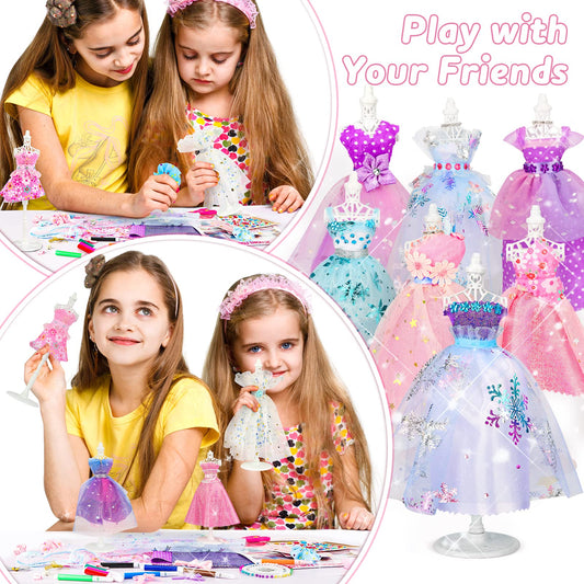 Sanlebi sewing kit for kids aged 8, 9, 10 years, fashion design craft set with fabric, mannequins crafting gifts for girls 8 years +