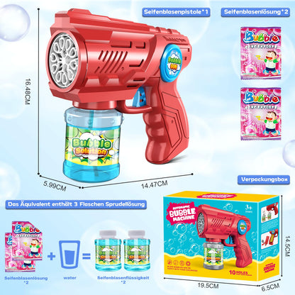 Bubble gun kids bubble machine bubble machine: LED light bubbles electric with 100 ML tank blue automatic bubbles maker for kids shooter party toy (pink)