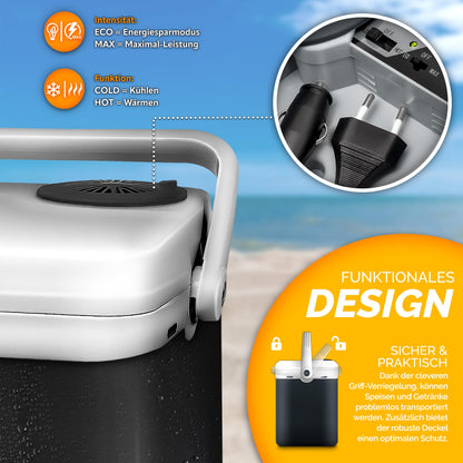 tillvex Electric Cooler 32L | Mini Fridge 230V and 12V for Car Camping | cools & heats | ECO mode (Charcoal)